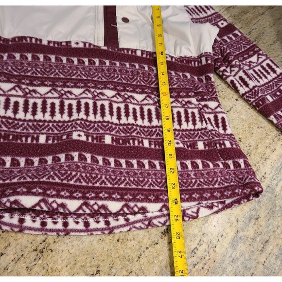 The North Face Aztec Fleece Half Zip Sz Large Womens L Maroon/Purple Cream - Picture 4 of 16